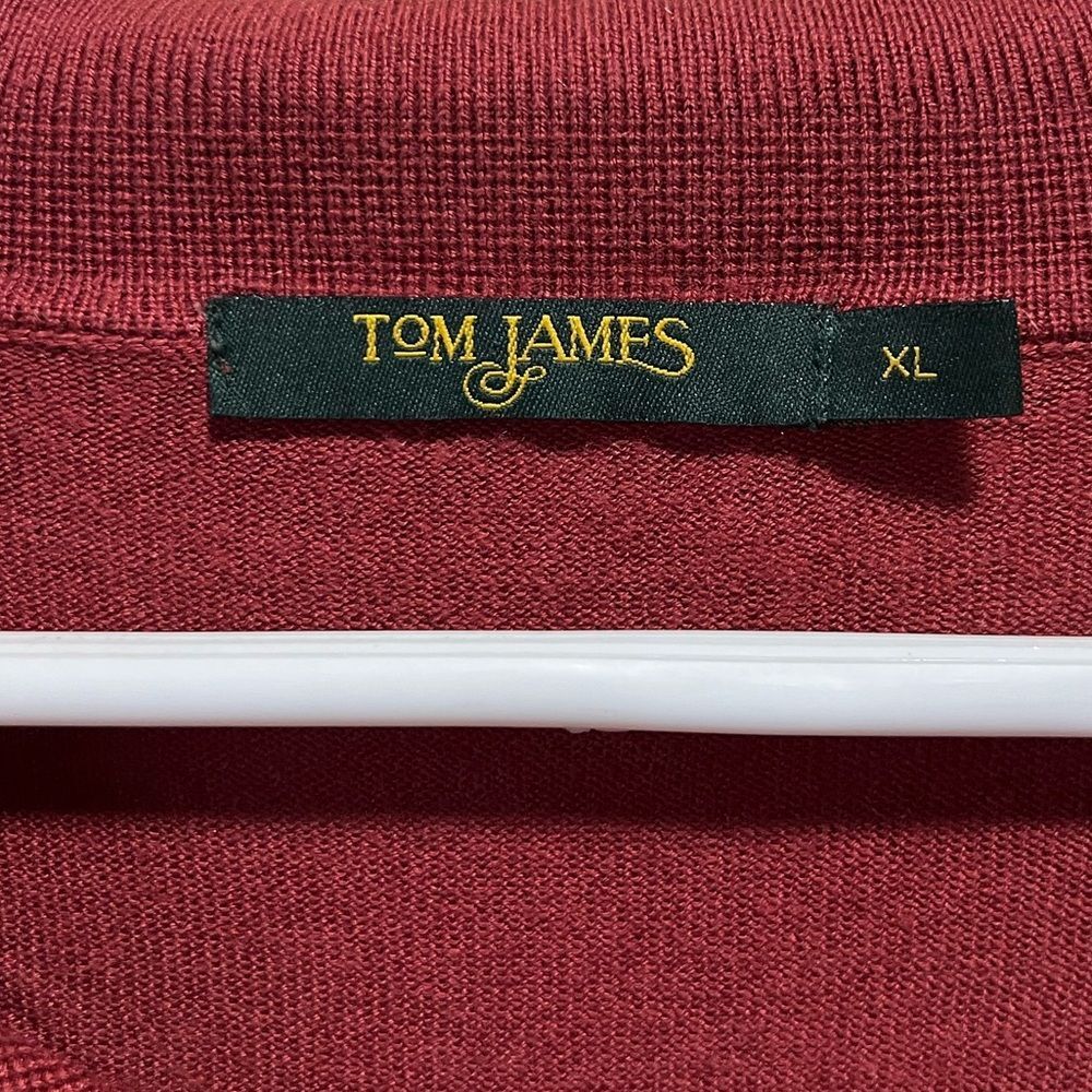 Tom James Red Collared Button Lightweight Silk & … - image 4